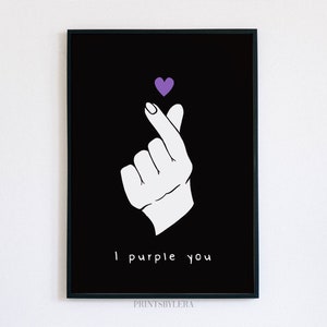 Kpop Finger Heart | I Love You Saranghae Borahae Hand Gesture | Bedroom / Dorm | Gift For Teenage Girl | Poster Wall Art Print | Unframed