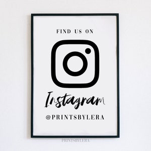 Find Us On Instagram  | Beauty Hair Salon Spa | Watercolour | Social Media Tag Poster | Wall Art Decor | 3 Colour Options | Unframed