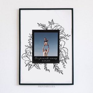 Personalised Polaroid | Peony | Our Favourite Memory | Happy Family Keepsake Art Print | Home Decor Gift for Christmas \ Birthday | Unframed