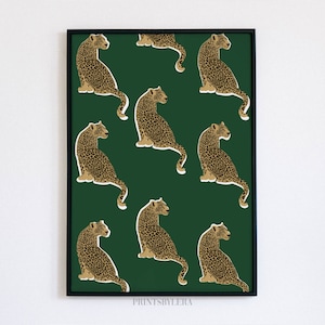 Green Leopard Pattern | Wall Decor Art Print | Tropical Jungle | Simplistic Home Decoration / Poster | Unframed