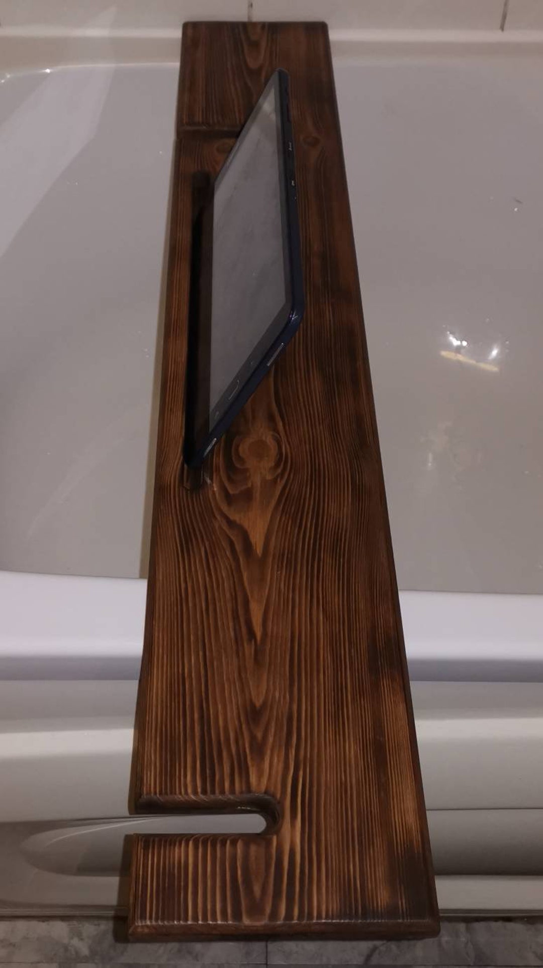 Rustic Bath Tray Shelf With Holders for Drink Ipad/tablet Etsy