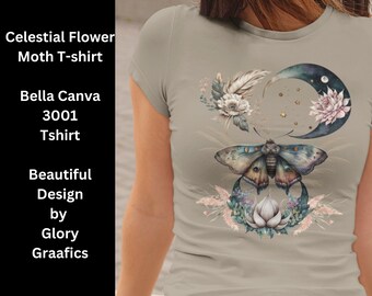 Maglietta Celestial Flower Moth Comfort Colors®, Maglietta Moon Butterfly, Camicia Moth, T-shirt Boho Vintage Feel, Camicia Celestial, Maglietta Cottagecore