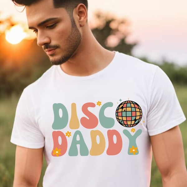 Disco Daddy TShirt, Retro tshirt 70s Party Shirt, 70s Clothing, 70s Fashion, Disco Party Tee, Vintage Disco Groom Shirt Mens Disco Tee - 5XL