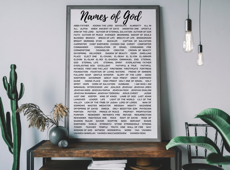 Names of God Wall Art - Faith Affirmation Christian Wall Art Printable ...