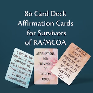 Tarjetas de afirmación para sobrevivientes de abuso extremo RA/MCOA Inspiración positiva 80 cartas Deck Manifiesto de salud mental Tarjeta de curación empoderante