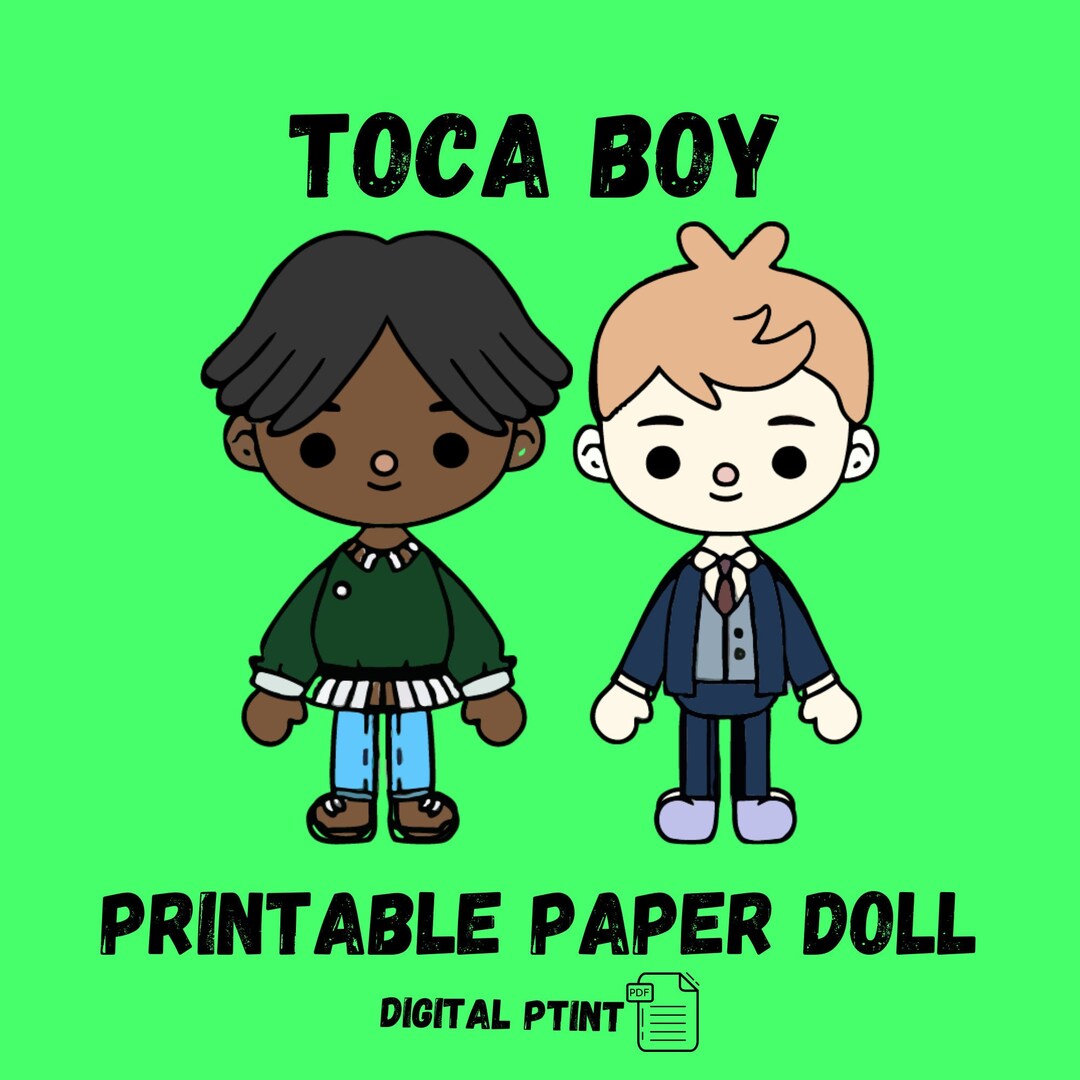 Toca Boca BOY Paper Doll Toca Papercraft Boy Quiet Book Pages Etsy
