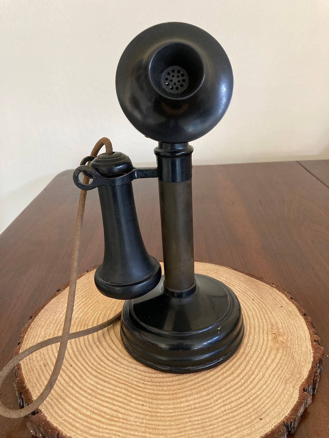 Antique Black Candlestick Telephone From the 1900s. Made by Kellogg S&S
