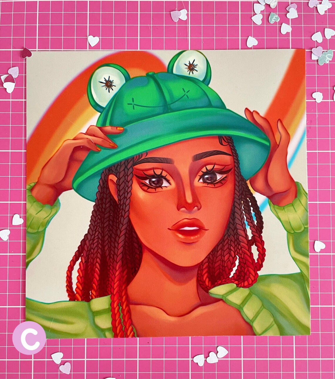 Frog Hat Girls Print Set Etsy