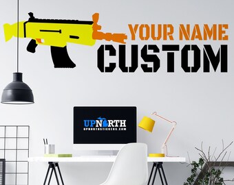 Guns Pistol GUY Men Kids Game Home Wall Art Sticker Vinyl Decals Transfer Mural