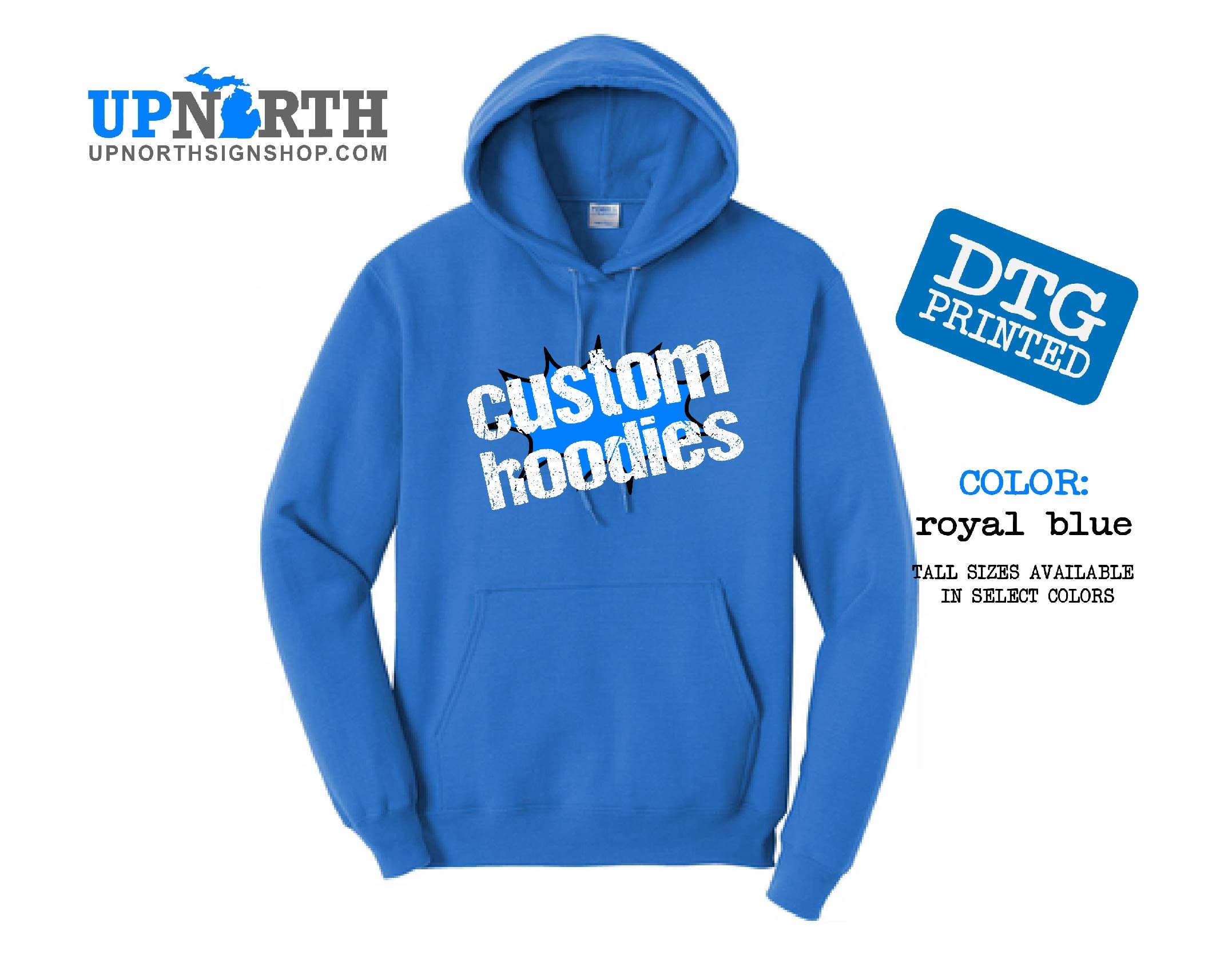Custom Printed Hoodie Full Color DTG Print Tall Sizes Etsy