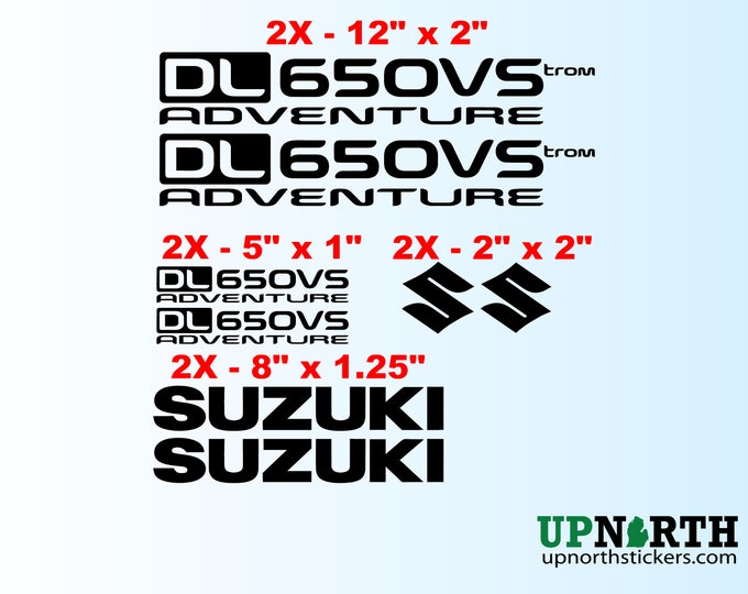 Vinyl Decal Set - Suzuki Vstrom DL650VS Adventure Motorcycle - 8 TOTAL DECALS -