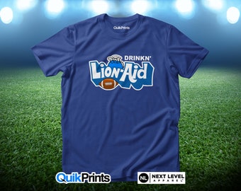 Lion-Aid Shirt - Detroit Footbal - Adult, Youth and Big & Tall sizes - Free Sticker Included