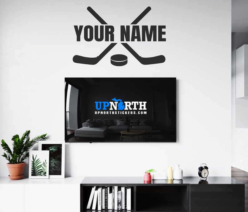 Hockey Sticks With Name Personalized Hockey Vinyl Wall Decal Etsy