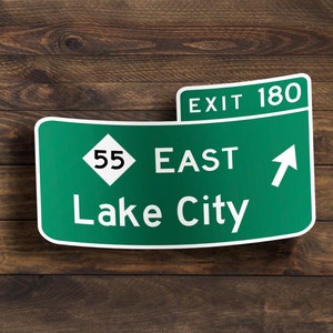 Custom Expressway Exit Sign Sticker 4 Sticker Sizes Personalized Sticker image 7