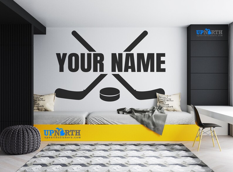 Hockey Sticks With Name Personalized Hockey Vinyl Wall Decal Etsy
