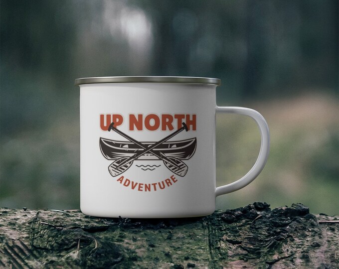 Up North Canoe - Enamel Camp Mug or Ceramic Mug