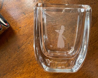 Etched Crystal Orrefors Vase, Signed