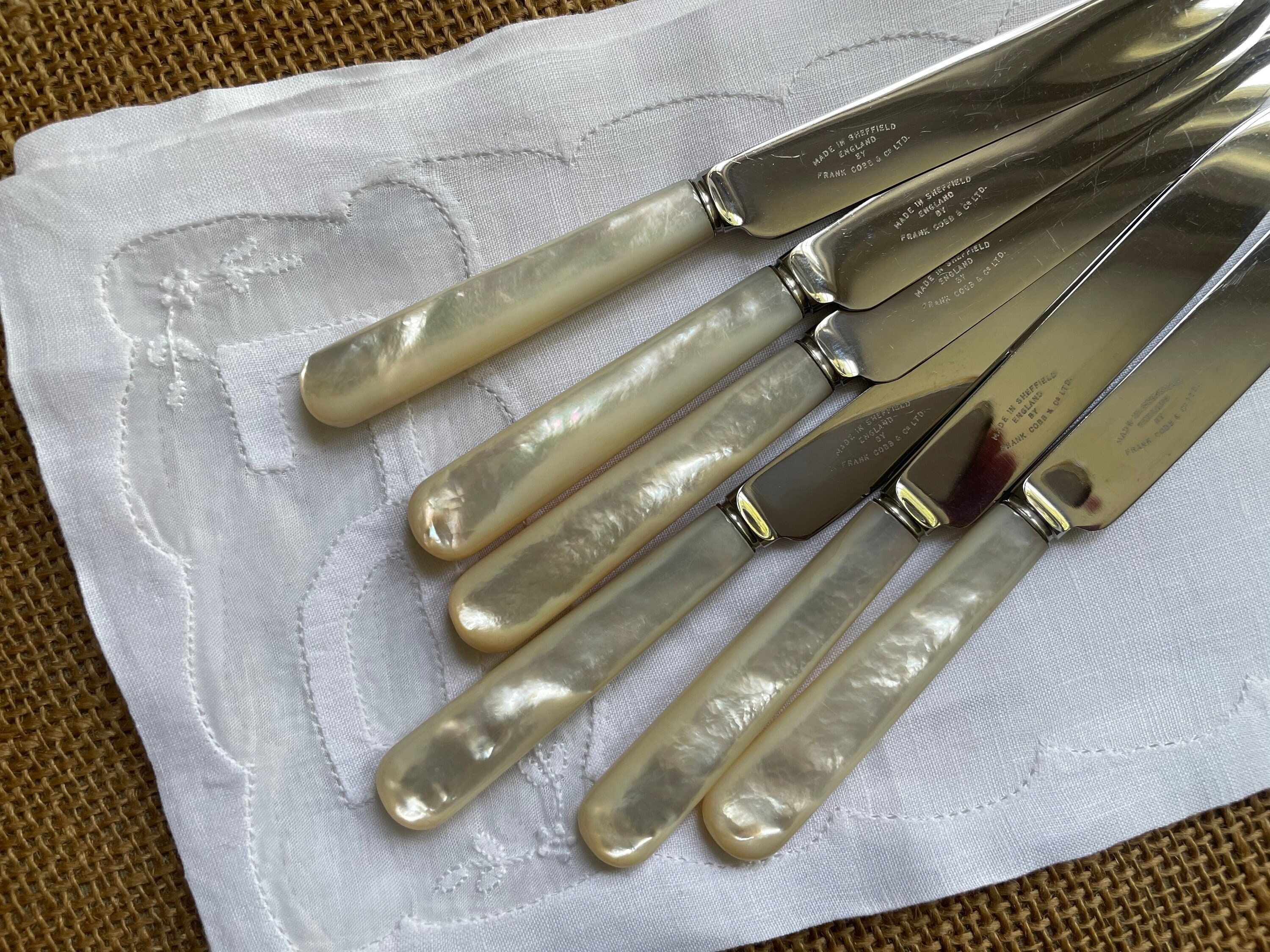 Vintage FRANK COBB SHEFFIELD Faux Bone Butter Knife Cutlery