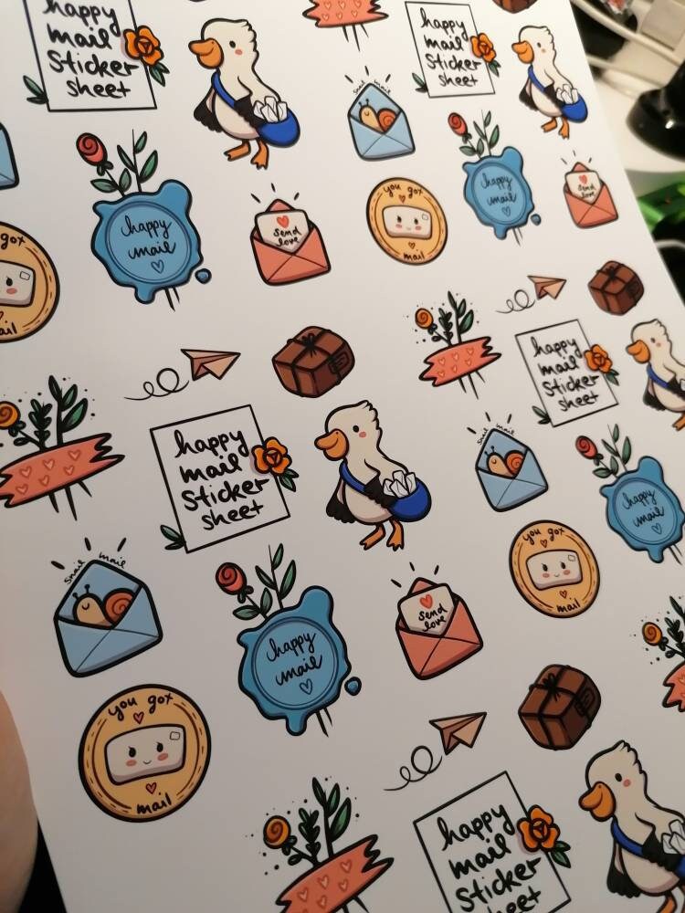 Schnecke Mail Aufkleber Blatt aus weißem Vinyl-Papier | Etsy