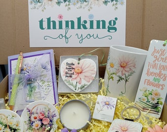 Daisy gift box set. 13 items included. (Choose your own sentiment/occasion sticker).