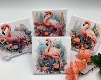 flamingo Coasters, set of 4.