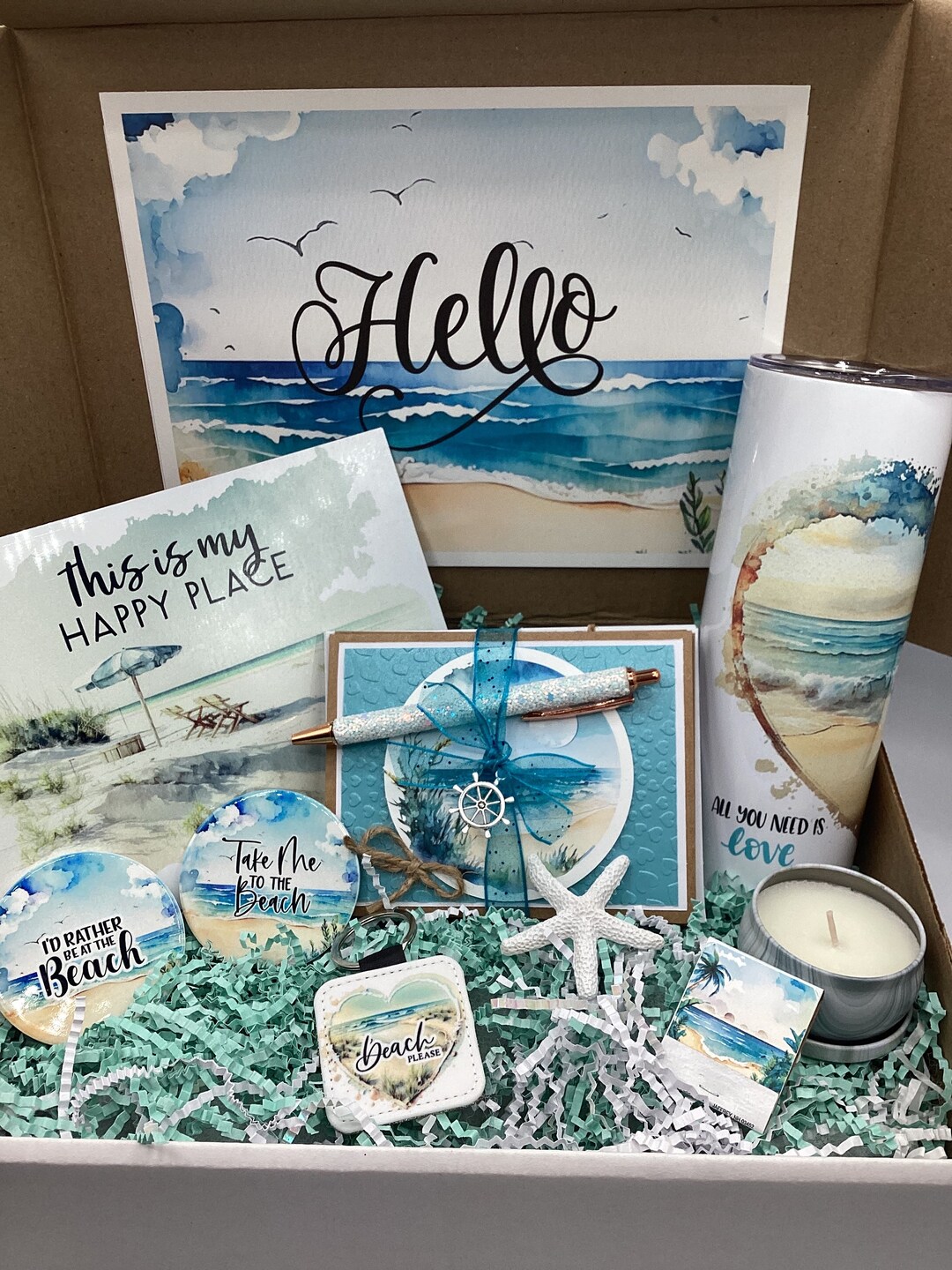 Beach Gift Box Set. 12 Items Included. choose Your Own Sentiment ...