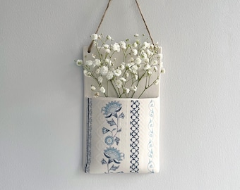 Wall Hanging Pocket Planter - Blue Fusion Print, Design 1 - Wall Planter – Wall Décor - home decor - Handmade – Porcelain - Gift for mum