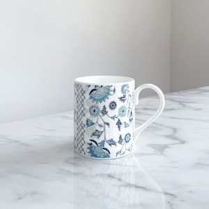 Blue Fine Bone China Mug - Jasmine Print, Small, Made in Stoke-on-Trent