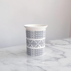 Wax Melt Burner/ Oil Burner Porcelain, Grey Architecture Print, Handmade in UK, Stoke-on-Trent, Homeware, home decor, Gift for mum image 3