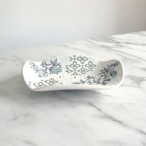 Porcelain Soap Dish Blue Azalea Print Handmade Soap Made in UK Homeware Bathroom Accessories Gift image 1