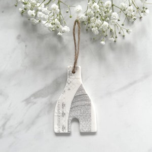 Porcelain Bottle Kiln Decoration, grey - Stoke-on-Trent - Hanging Decoration - Wall Decor - Handmade in UK – Gift – Letterbox Gift -Homeware