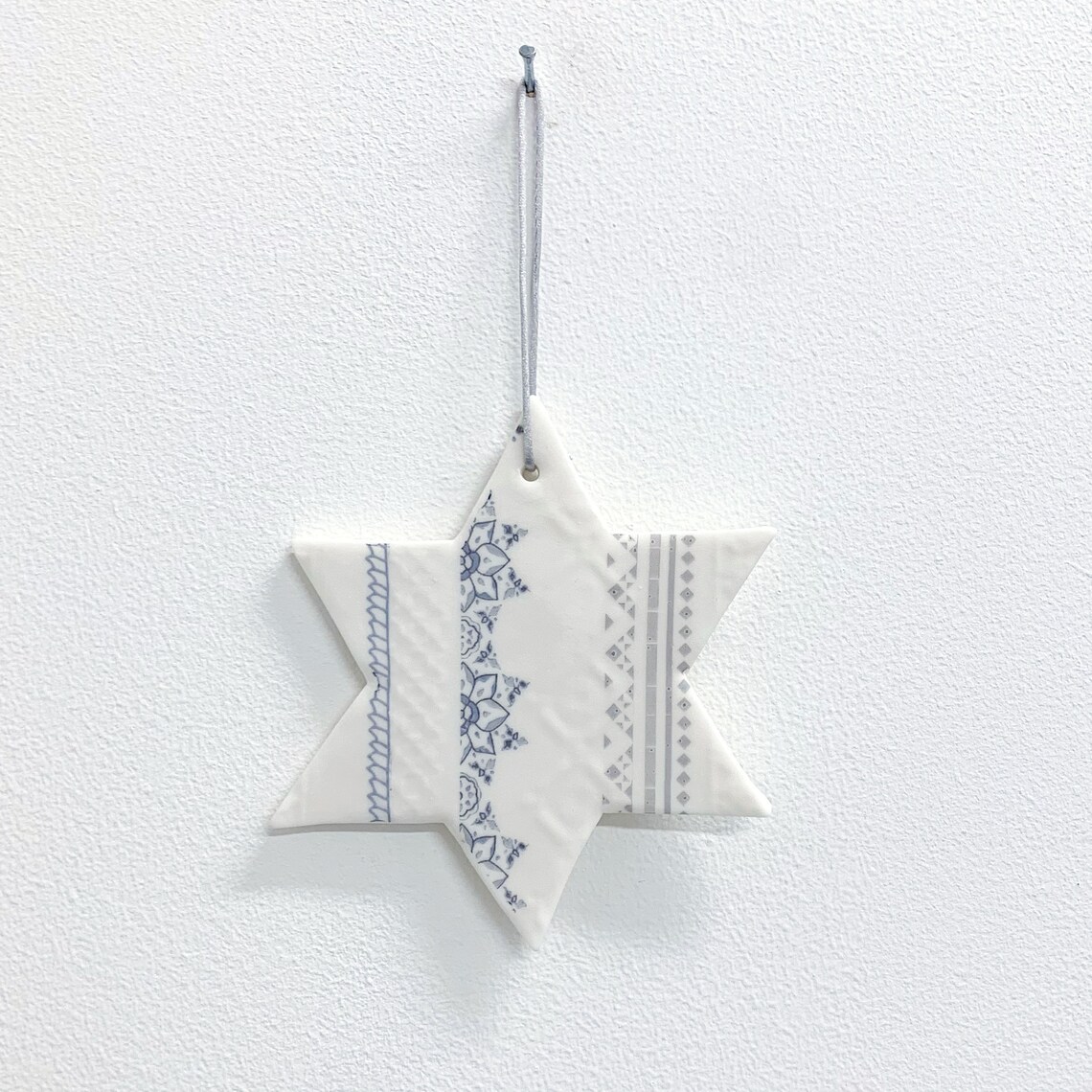 Porcelana estrella decoración azul estrella de porcelana | Etsy
