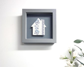 Framed Porcelain House - Blue Fusion Print