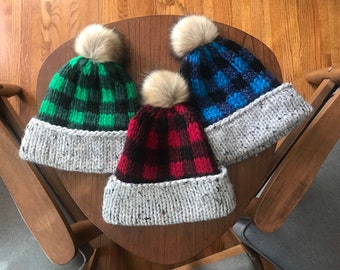 Buffalo Plaid Knitted Hat