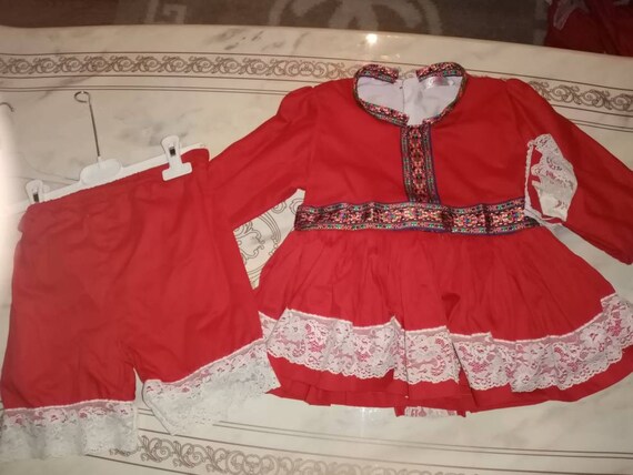 Red girls Spanish dress and shorts set
