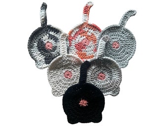 Cat Butt Crochet Coaster - Animal Lover Gift - House Warming/Hostess Gift