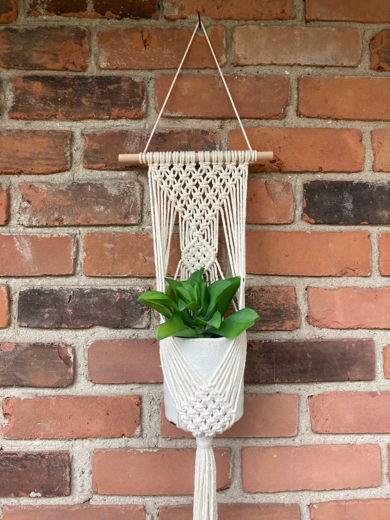 Dowel Wall Plant Hanger Modern Macrame Macrame Hanging Plant Plant Lover Gift Boho Gift image 2