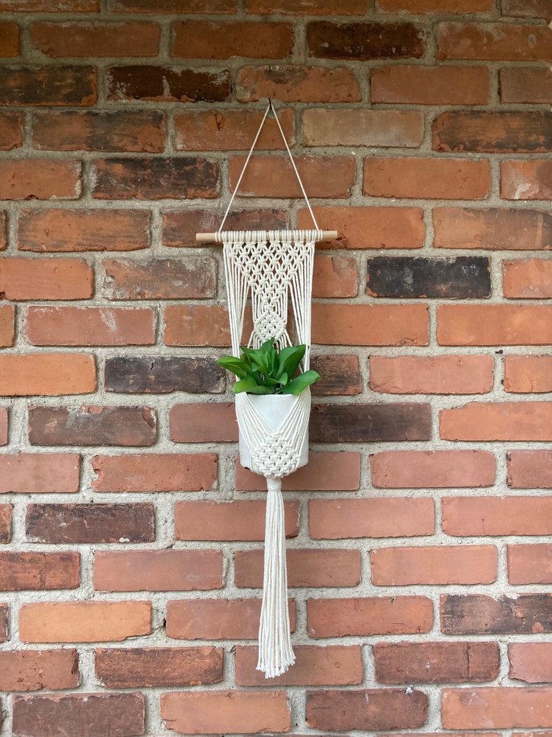 Dowel Wall Plant Hanger Modern Macrame Macrame Hanging Plant Plant Lover Gift Boho Gift image 1