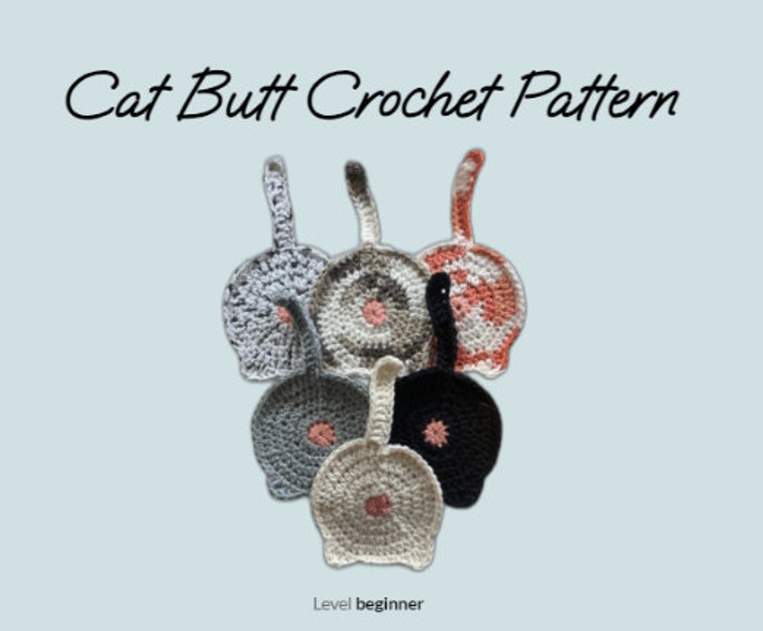 Crochet Pattern - Digital Download - DIY - Cat Butt Coaster Pattern ...