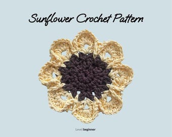 Sunflower Coaster Crochet Pattern - Beginner DIY (Digital Download)