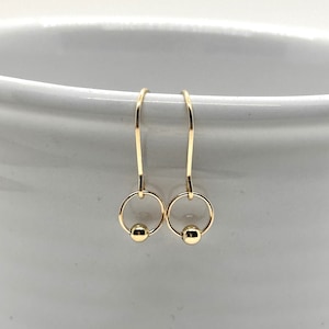 Tiny, delicate 14k gold earrings, small gold earrings, unique gold earrings, tiny gold earrings, small 14 karat gold earrings, dainty gold
