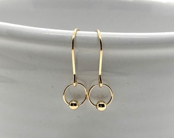 Delicate 14k Gold earrings, small Gold earrings, unique gold earrings, delicate gold earrings, small 14 karat gold earrings, tiny gold