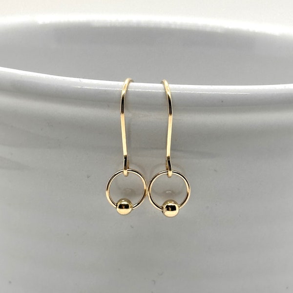 Delicate 14k Gold earrings, small Gold earrings, unique gold earrings, delicate gold earrings, small 14 karat gold earrings, tiny gold