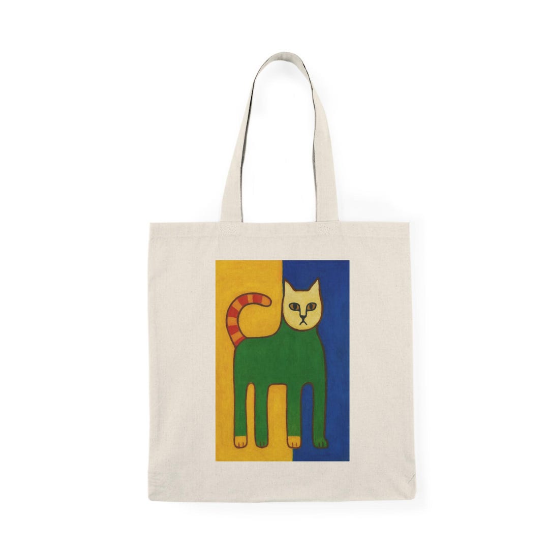 Modern Color Block Cat Tote – Bold Graphic Canvas Bag, Artistic Gift ...