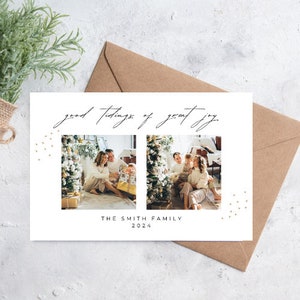 Kerstkaartcanvasjabloon, 4 x 6, bewerkbare kaart, Good Tidings of Great Joy kerstkaart, christelijke kerstkaartsjabloon