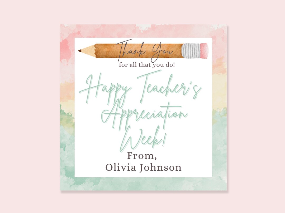 Printable Teacher's Appreciation Gift Tags / Watercolor / Digital ...