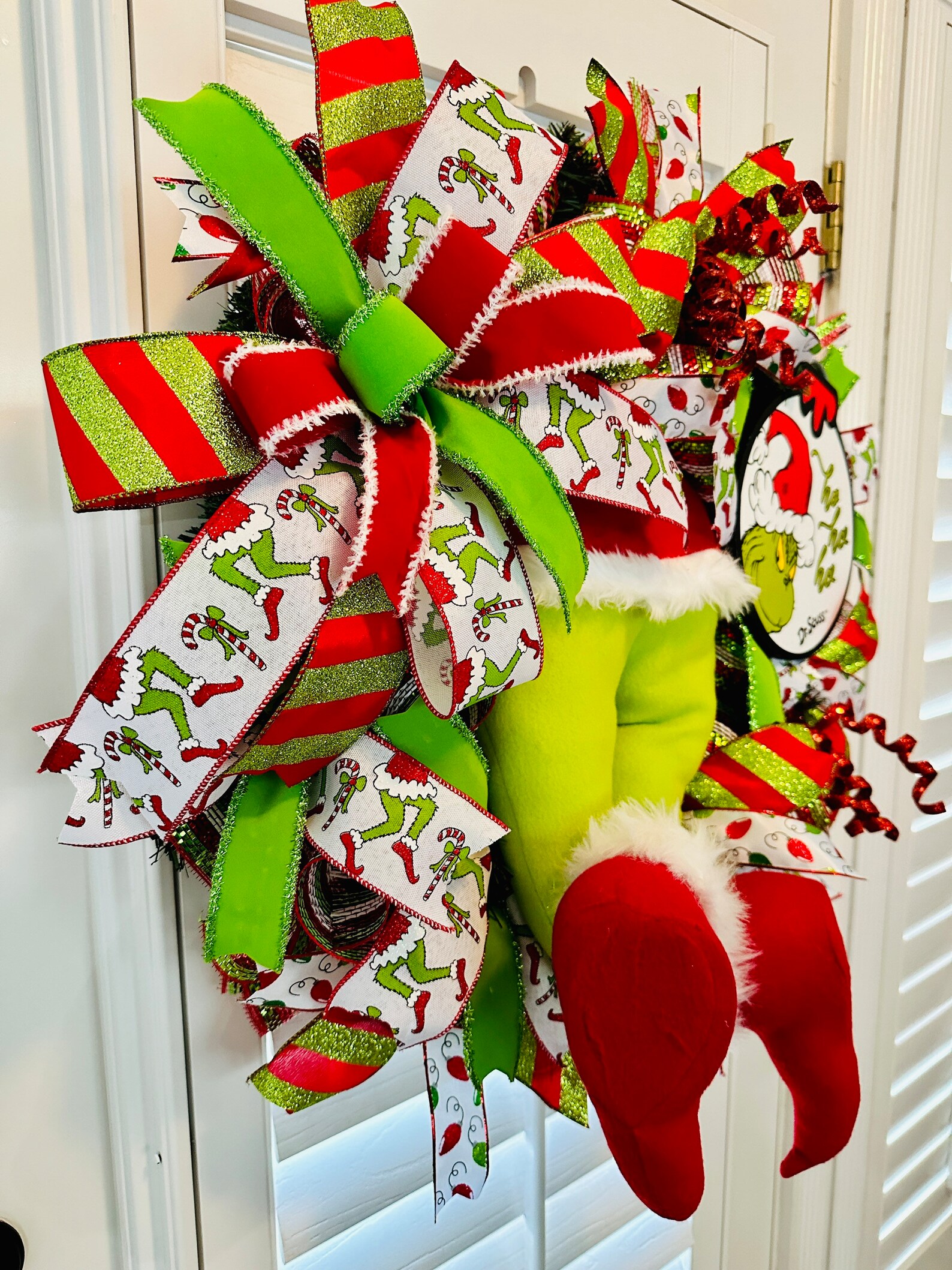 Grinch Wreath Grinch Booty Christmas Door Wreath Grinch Etsy