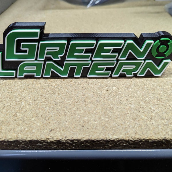 Green Lantern emblem logo DC comics 3D printed color wall shelf display