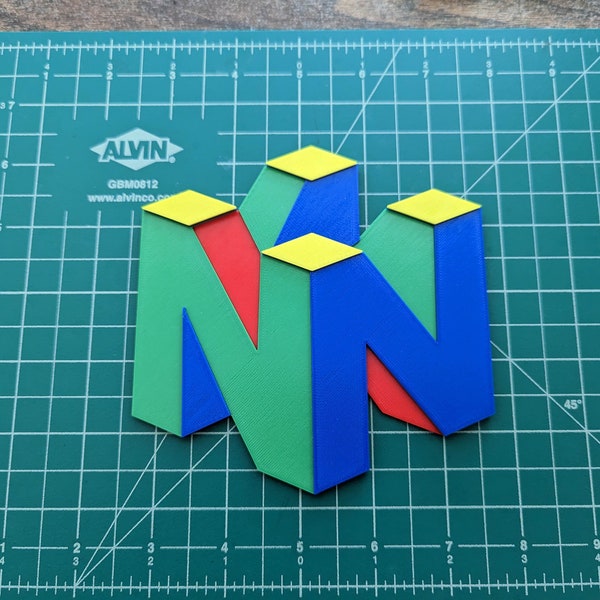 Nintendo 64 N64 cube 3D printed logo color wall mount display