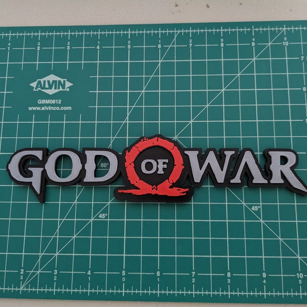 God Of War 3D printed art logo display shelf stand wall mount